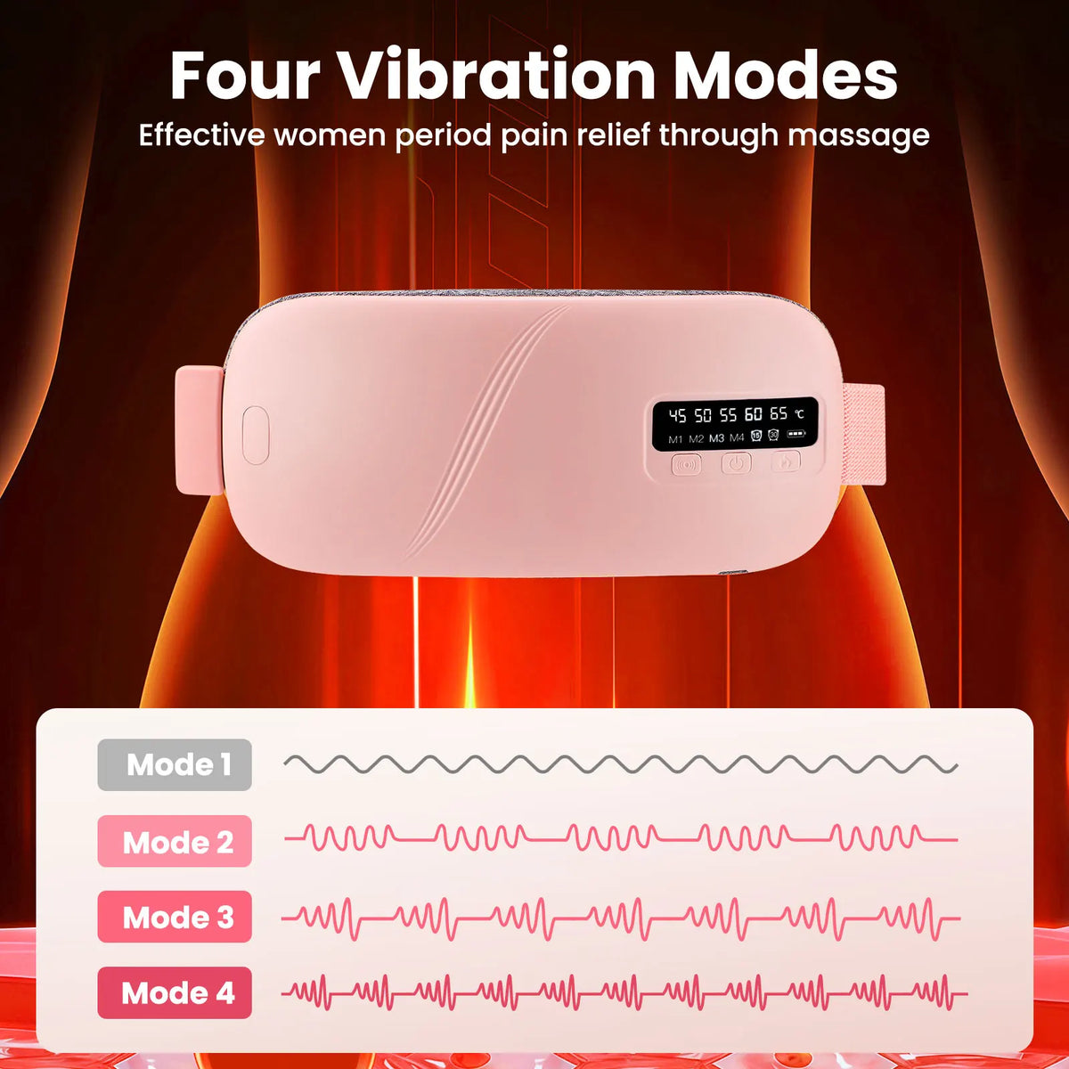 Menstrual Heating Pad with Vibration Massager – Wireless Abdominal & Waist Cramp Relief Belt