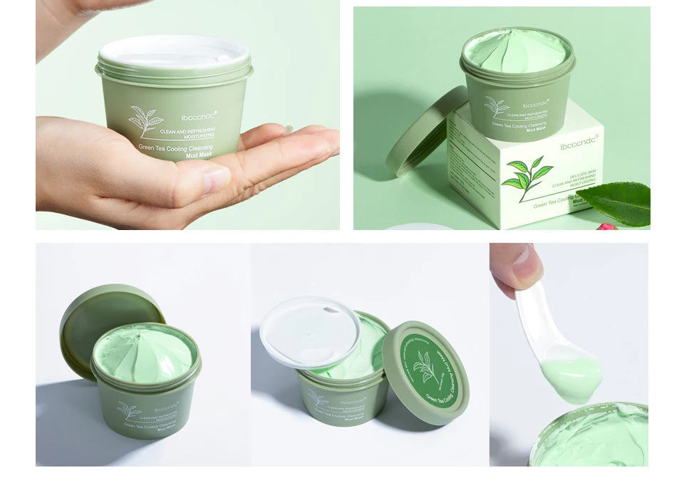 Green Tea Mud Clay Face Mask – Deep Pore Cleansing, Blackhead Removal & Oil Control Skin Treatment for All Skin Types (100g)
