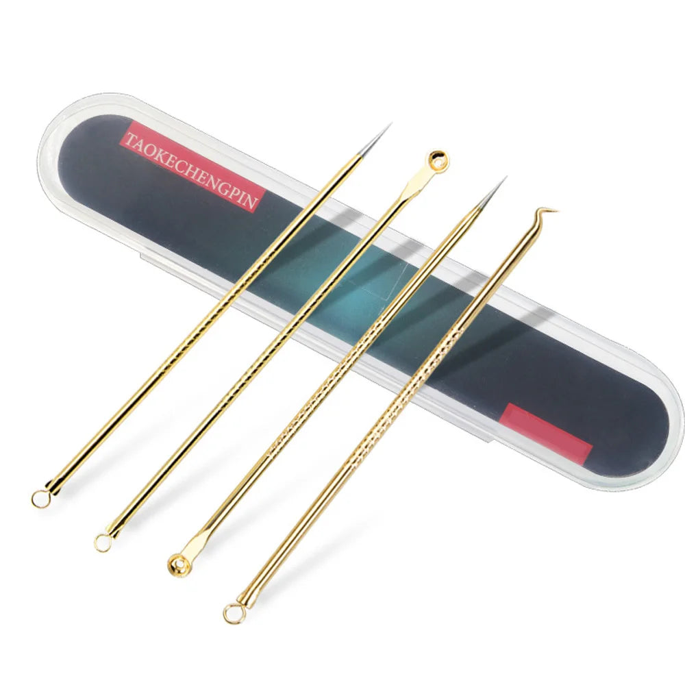 4-Piece Acne & Blackhead Remover Needle Set – Metal Pore Cleaning Tool Kit