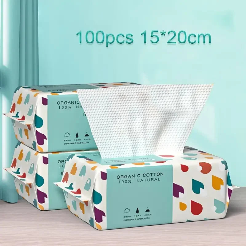 Non-Woven Disposable Face Towels – Thick Soft Washcloths for Makeup Removal & Skin Care, 100 Count (15x20cm)