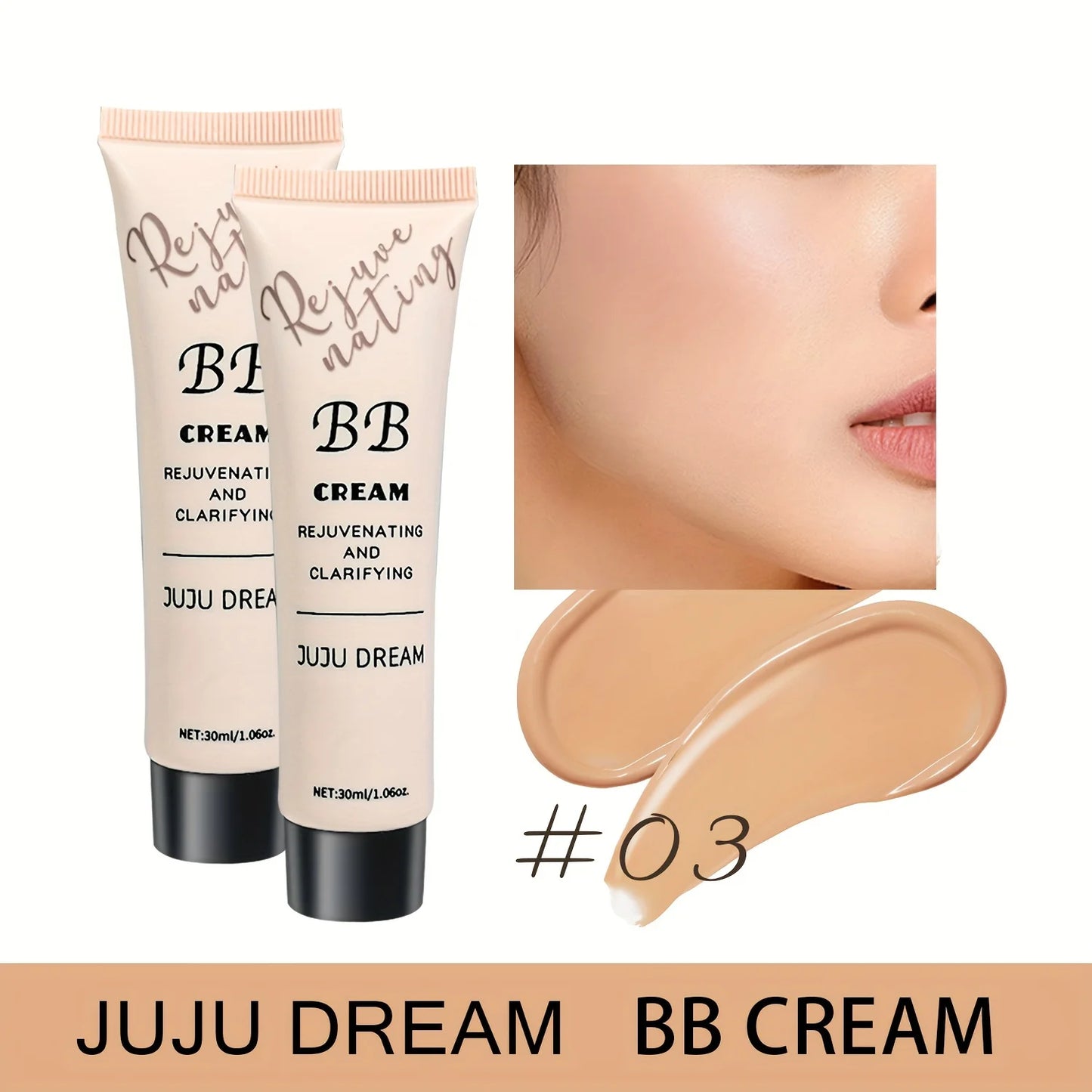 Korean Natural BB Cream – Moisturizing Concealer & Translucent Primer for All Skin Types (30ml)