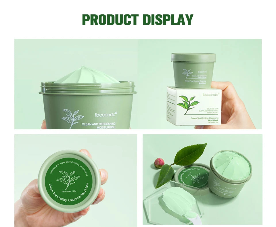 Green Tea Mud Clay Face Mask – Deep Pore Cleansing, Blackhead Removal & Oil Control Skin Treatment for All Skin Types (100g)