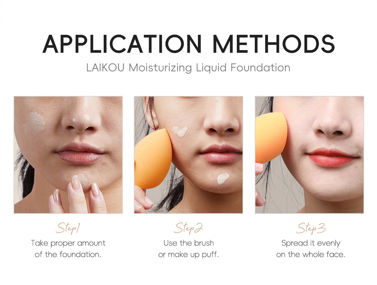 LAIKOU Liquid Foundation – Waterproof, Full Coverage & Long-Lasting Matte Base with Rose Oil (30ml)