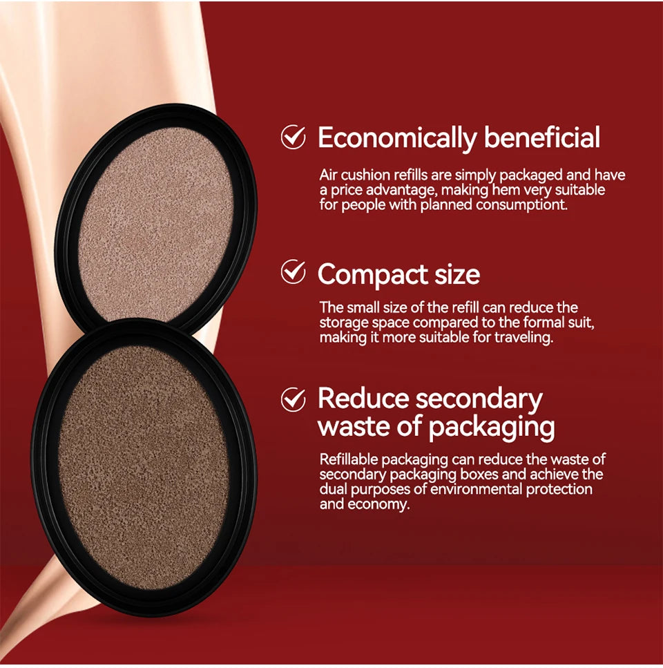 CC Cushion Foundation with Refill – 72-Hour Wear, Waterproof & Buildable Coverage (18g)