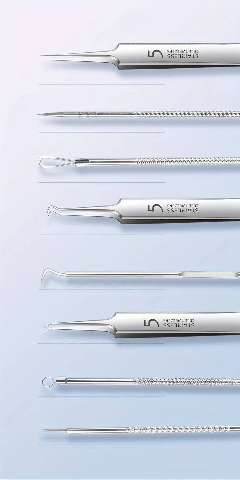 YJYIBEI Stainless Steel Acne Removal Tool Set – Blackhead & Pimple Popper Kit | 4, 7 or 8pcs