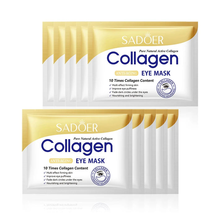 SADOER Crystal Collagen Eye Masks — 10 Pairs Anti Dark Circles, Puffiness & Moisturizing Eye Patches