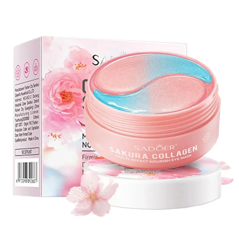 SADOER Sakura Collagen Eye Masks — 60 Pcs Anti Dark Circles & Puffiness Eye Patches