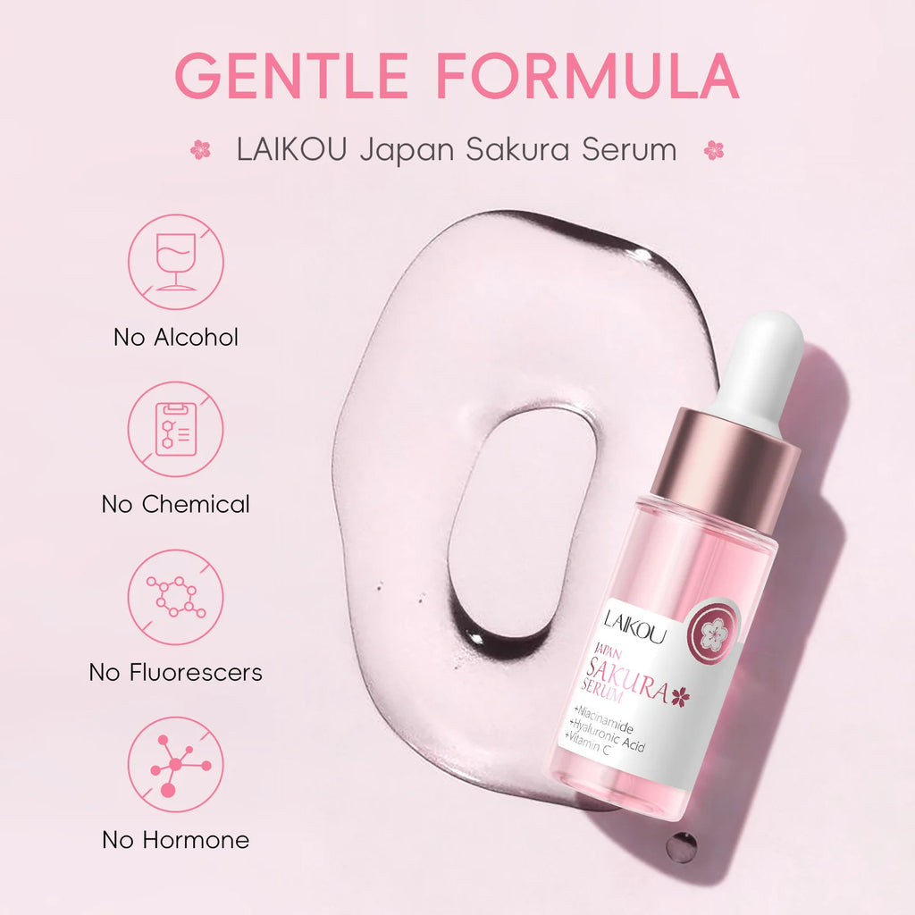 LAIKOU Sakura Brightening Face Serum – Hydrating & Pore Minimizing Essence (17ml / 30ml)