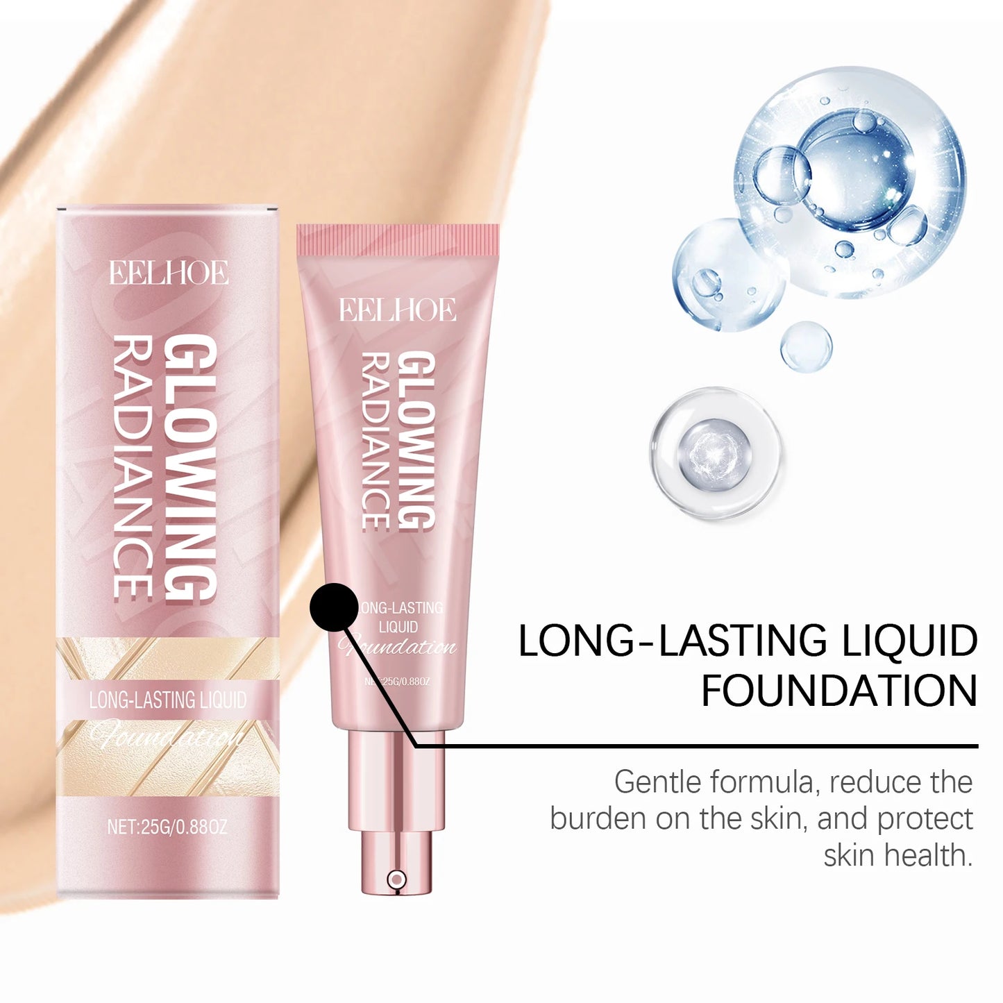 EELHOE 3-in-1 Liquid Foundation BB Cream Concealer – Matte, Waterproof, Oil Control 25g