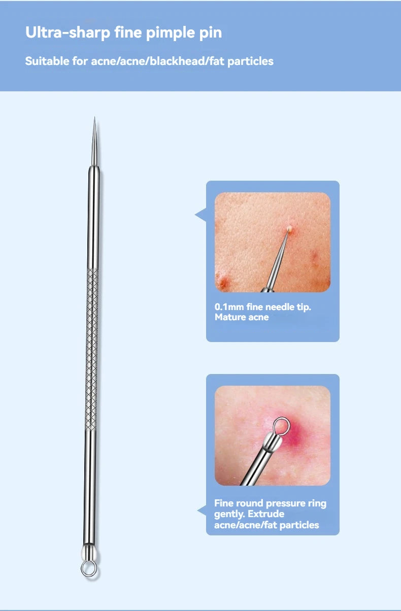 11-Piece Blackhead & Ingrown Hair Removal Tool Set – Acne Needles, Pore Cleaner & Tweezers Kit