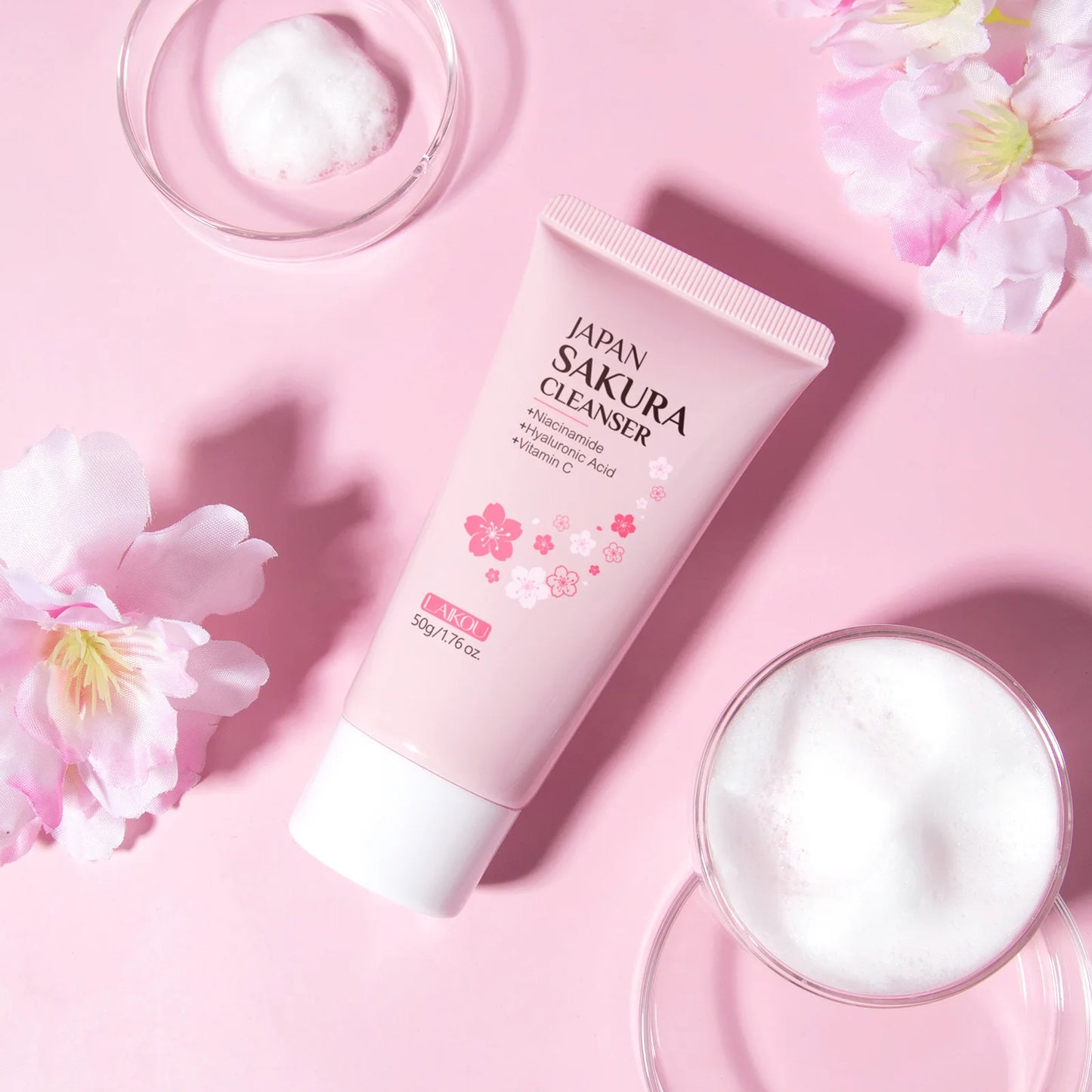 LAIKOU Sakura Facial Cleanser – Deep Cleansing, Oil Control & Brightening Face Wash (50g)