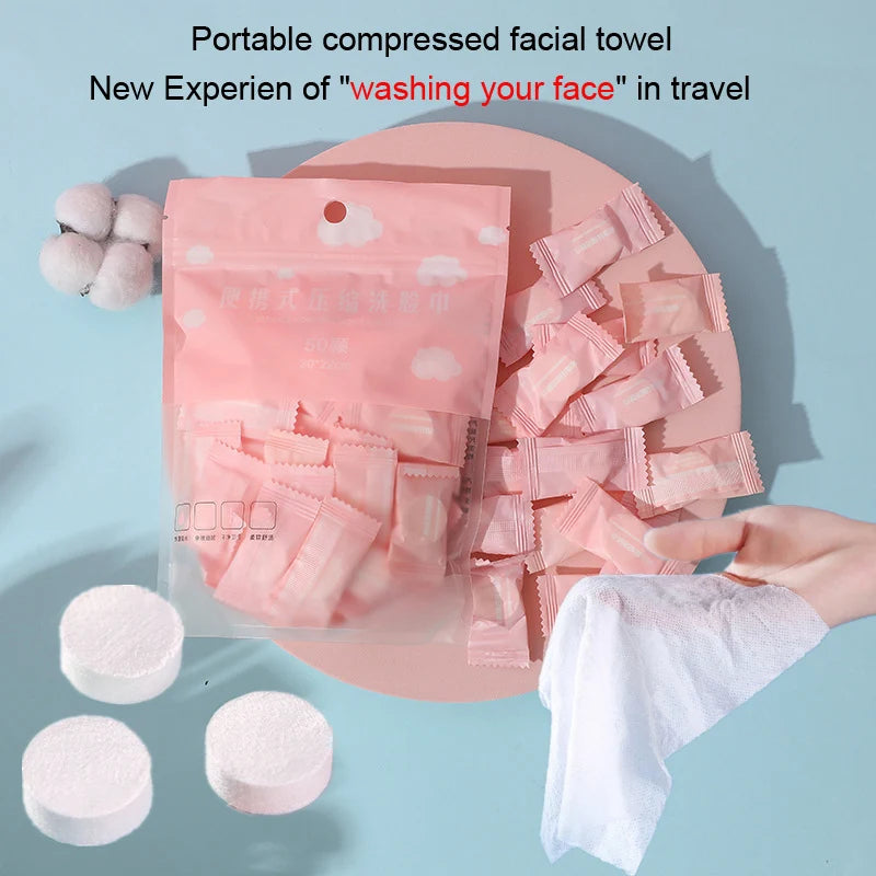 Disposable Compressed Non-Woven Face Towels – Mini Capsule Travel Wipes for Face Cleansing & Makeup Removal (20x22cm)