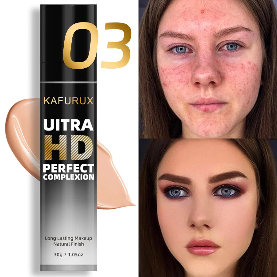 KAFURUX Matte Oil Control Foundation Concealer – Waterproof, Full Coverage Cream, 8 Shades 30g
