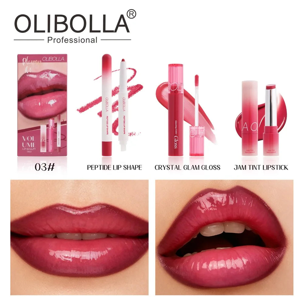 GLASTING COLOR GLOSS 3-in-1 Lip Liner & Lip Glaze Makeup Set