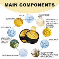 EELHOE 24K Gold Under Eye Patches – Anti-Aging Collagen & Hyaluronic Acid Eye Mask for Dark Circles & Puffiness (60 Pairs)
