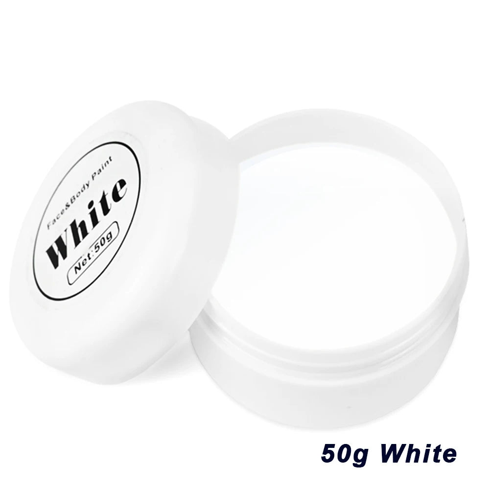 LAIKOU Face & Body Paint – Non-Toxic Halloween, Cosplay & Stage Makeup in White, Black & Red (3g / 10g / 50g)