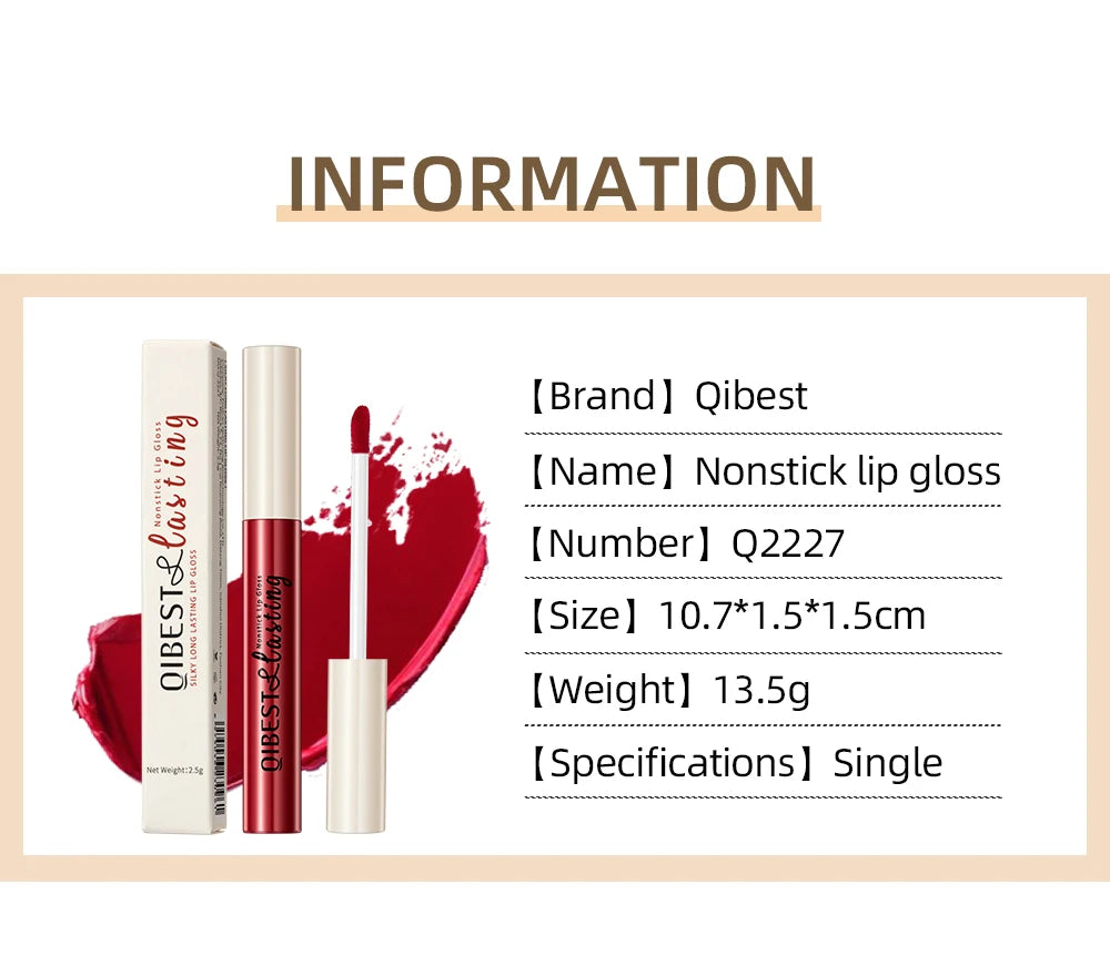 QiBest Velvet Matte Lipstick - Waterproof Long-Lasting Lip Tint