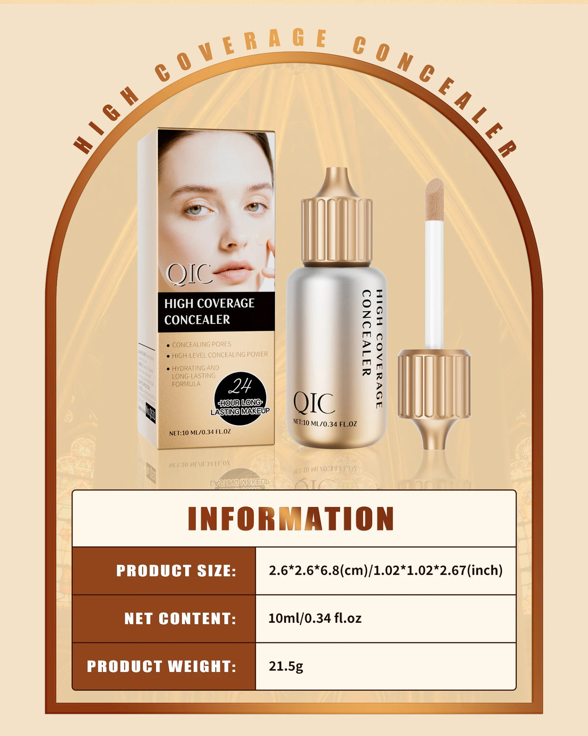 QIC Liquid Concealer | Matte, High Coverage, Waterproof & Oil Control | All Skin Types