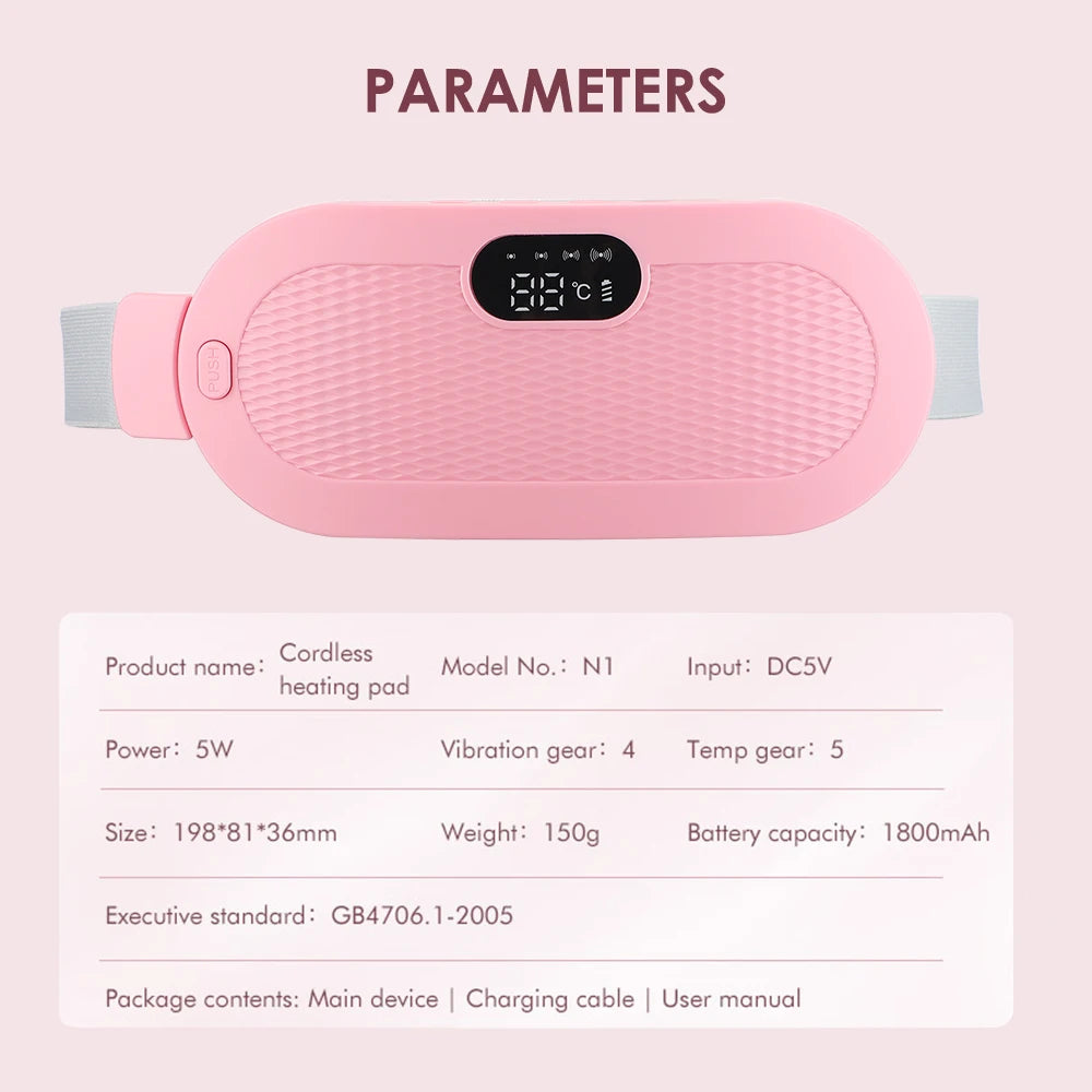 Menstrual Heating Pad & Abdominal Massager Belt – Wireless Cramp Relief with 4 Heat Levels