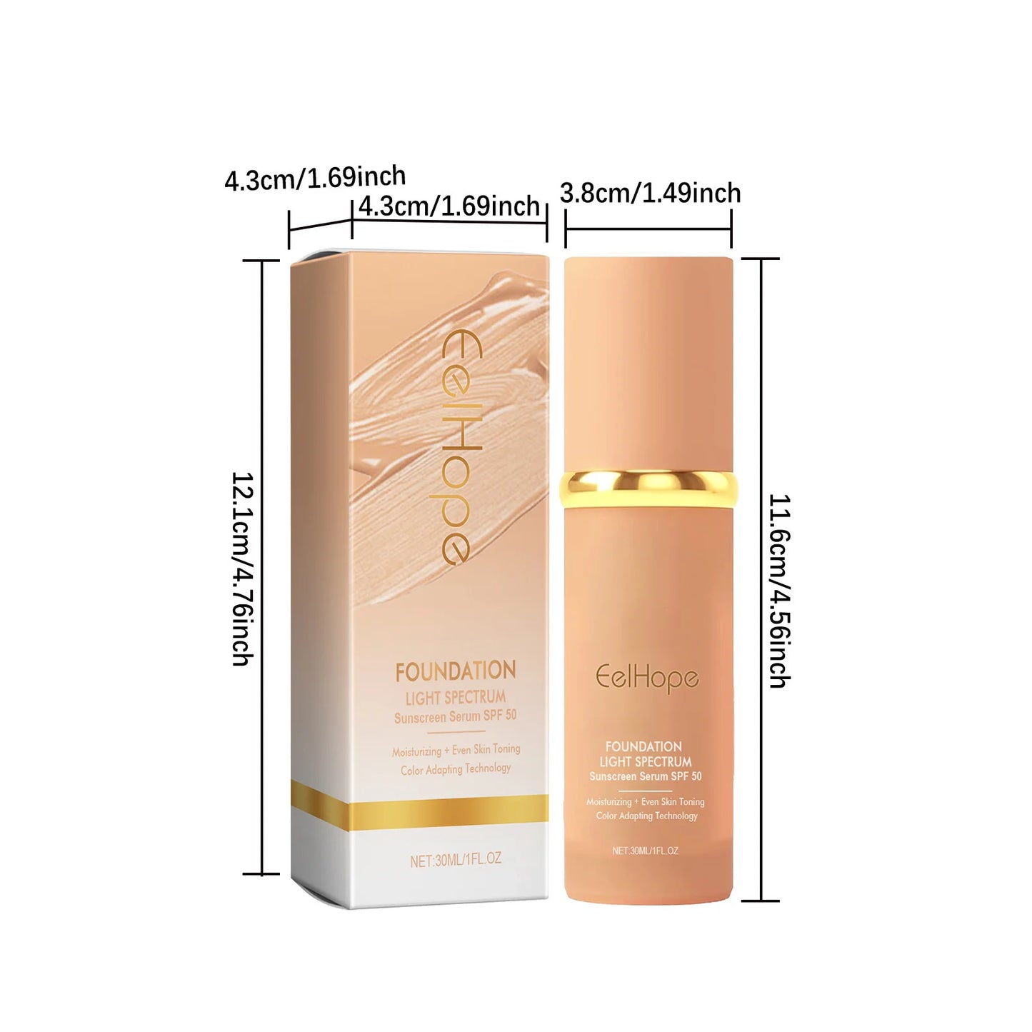 4-in-1 Liquid Foundation SPF 50+ – Matte, Long-Lasting, Waterproof Makeup Base with Concealer & Moisturizer 30ml