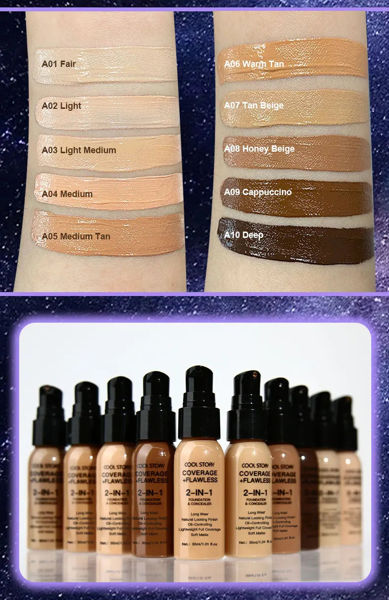 Air Cushion CC Cream Foundation | Oil Control, Matte, Full Coverage, Waterproof | 10 Shades