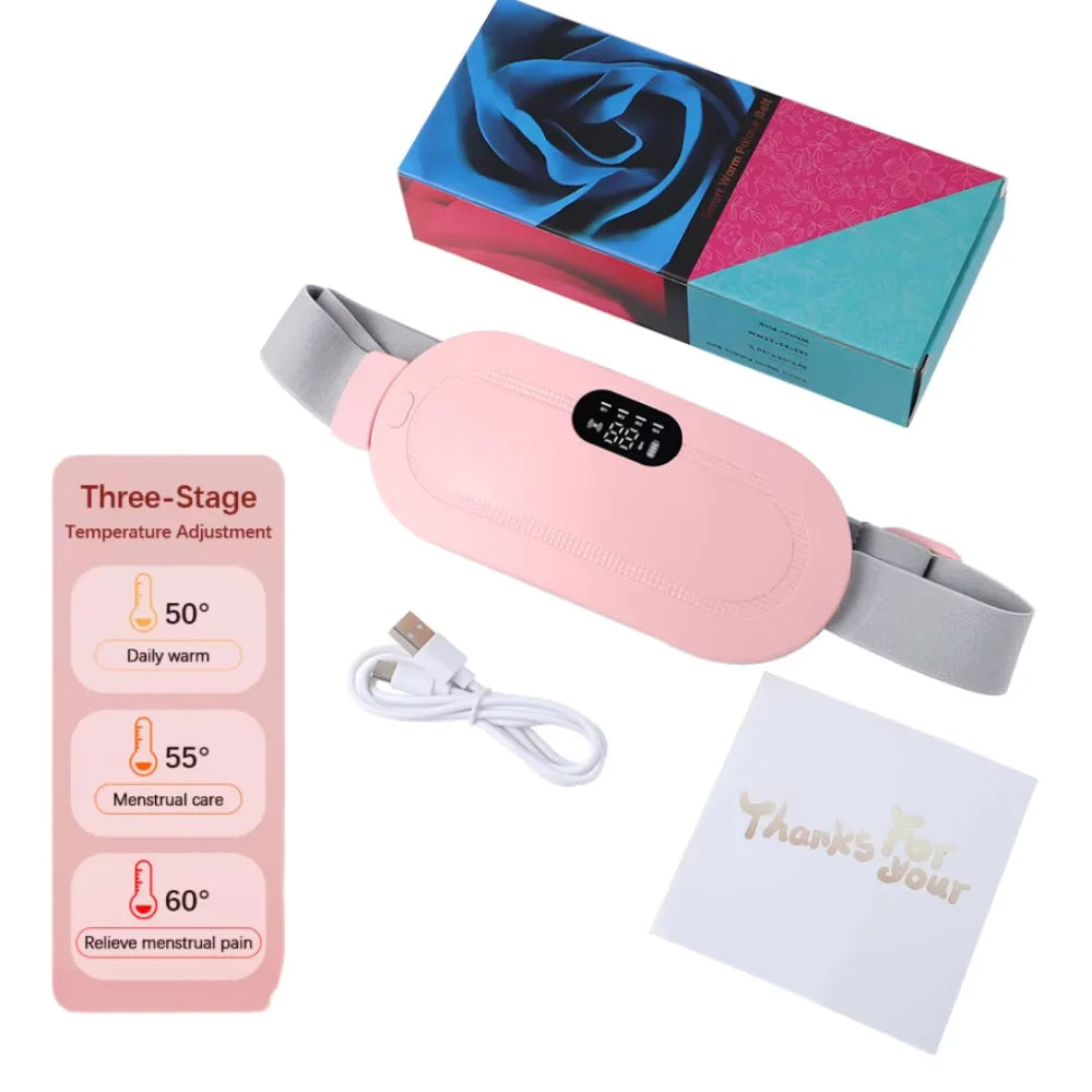 Menstrual Heating Pad with Vibration Massager – Wireless Abdominal & Waist Cramp Relief Belt