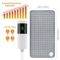 Electric Heating Pad for Period Cramps & Muscle Relief – 60×30cm, 9/10 Heat Levels, Washable | EU/US/UK Plug