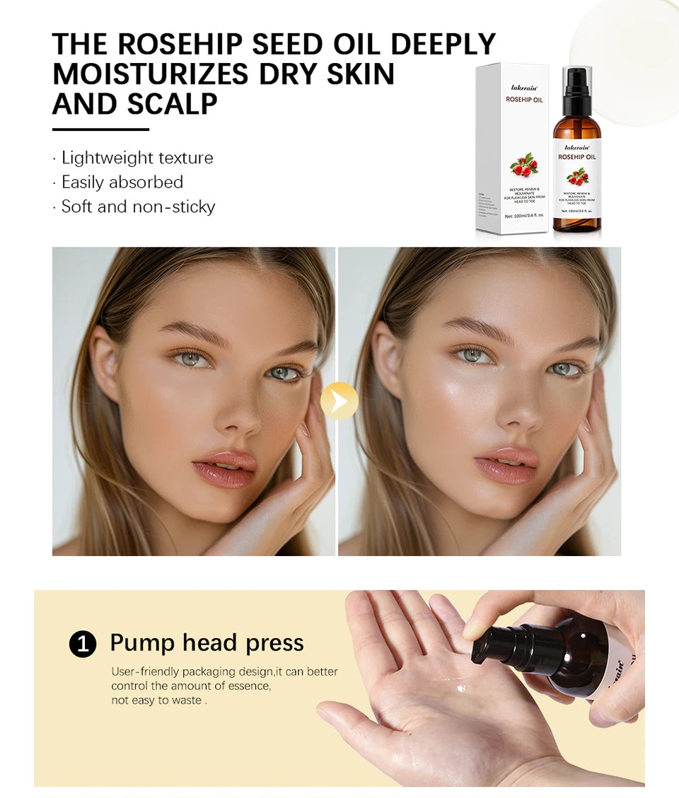 Organic Rosehip Oil Rose Hips Face Oils 30ml Fast-Absorbing Skin Care Moisturizer Face Oil Organic Rosehip Seed Oil Essence