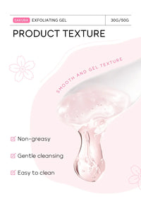 LAIKOU Sakura Exfoliating Peeling Gel – Moisturizing Facial Scrub with Vitamin C & Hyaluronic Acid (30g / 50g)