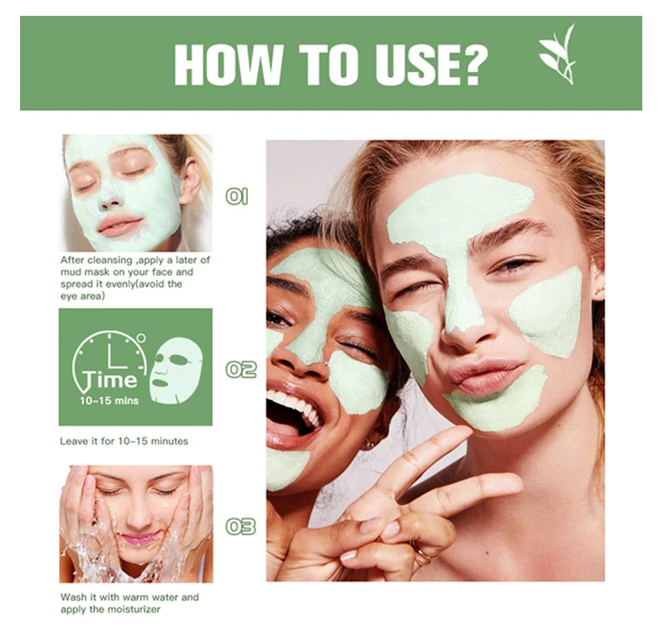 Green Tea Mud Clay Face Mask – Deep Pore Cleansing, Blackhead Removal & Oil Control Skin Treatment for All Skin Types (100g)