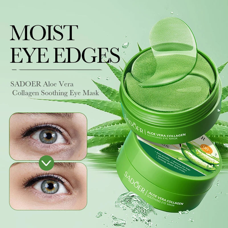 SADOER Aloe Vera & Collagen Under-Eye Masks – Anti-Wrinkle & Dark Circle Patches, 60 Pieces