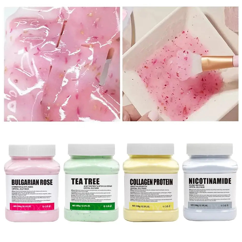 Hydro Jelly Mask Powder – Moisturizing & Brightening Peel-Off Face Mask for Women (350g) – Rose, Hyaluronic Acid, Vitamin C, Collagen, Charcoal & More