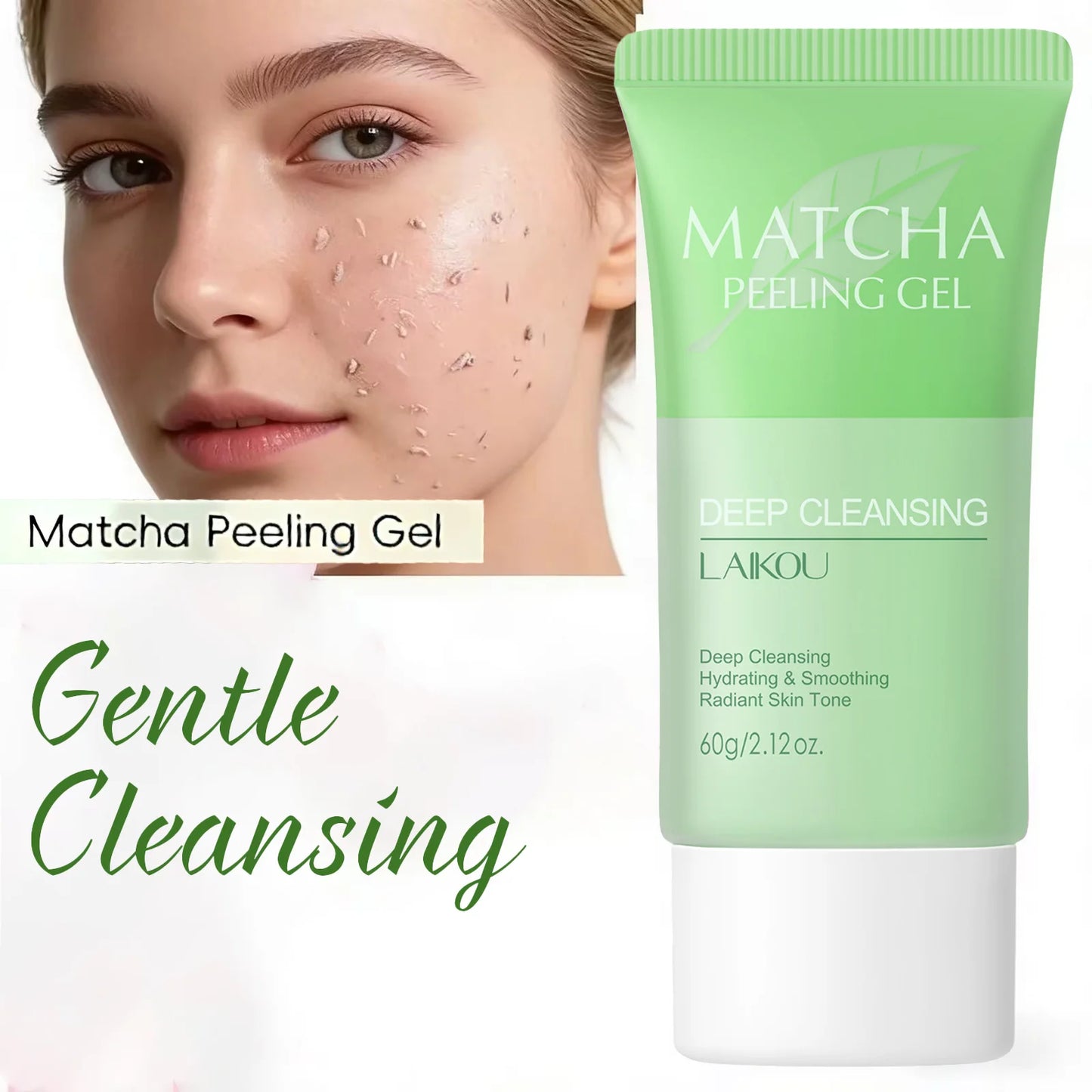 LAIKOU Matcha Peeling Gel – Deep Cleansing Exfoliator & Brightening Facial Scrub (60g)