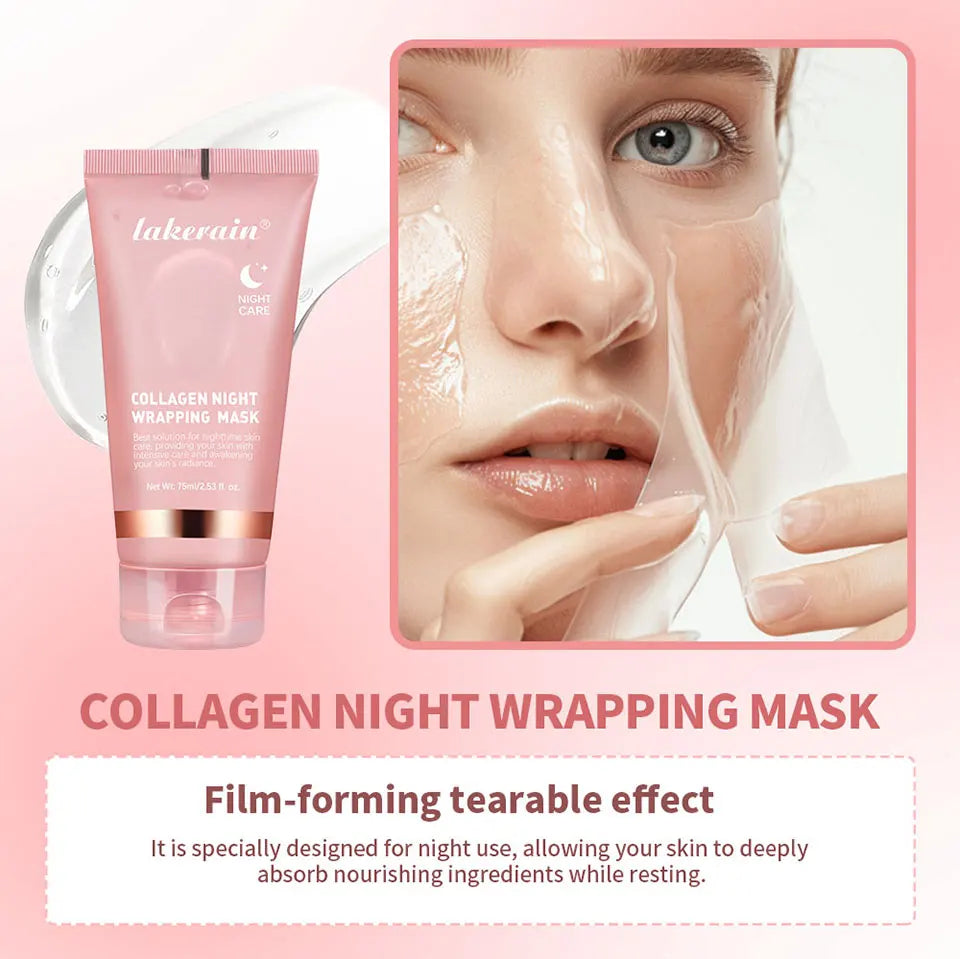 Collagen Night Wrapping Peel-Off Face Mask – Anti-Aging, Firming & Deep Hydration Overnight Skin Treatment for All Skin Types (75ml)