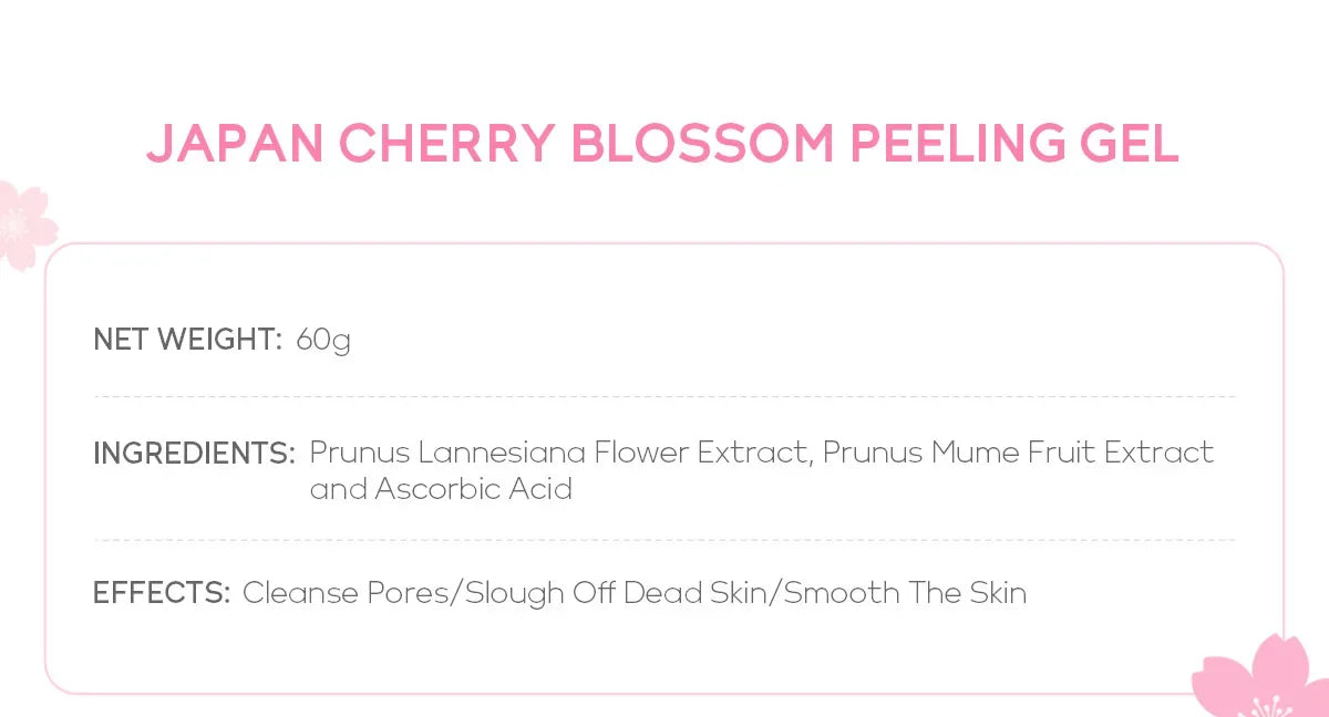 FENYI Japan Cherry Blossom Peeling Gel – Brightening & Deep Cleansing Facial Scrub with Hyaluronic Acid (60g)