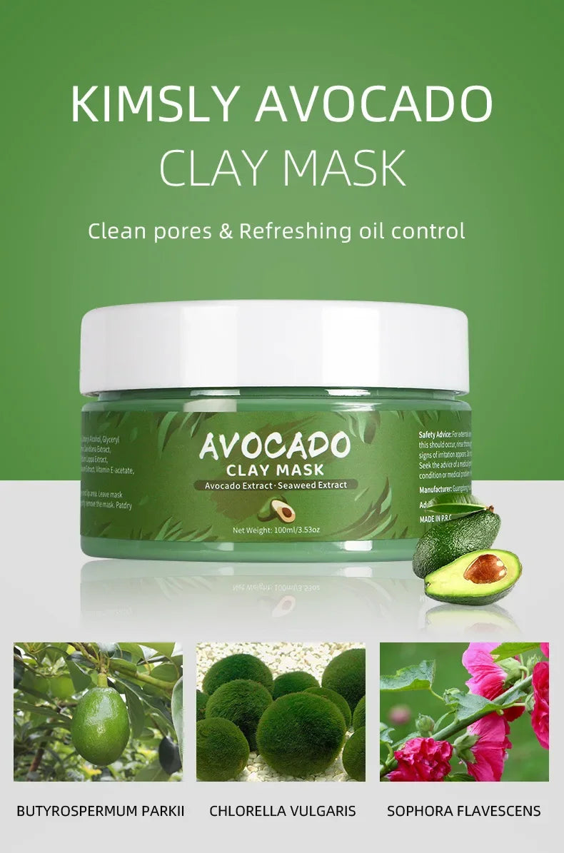 LAIKOU Clay Mud Face Mask – Moisturizing, Blackhead Removal & Brightening Washable Mask for Women (100ml) – Green Tea, Turmeric, Rose, Avocado & Sea Silt