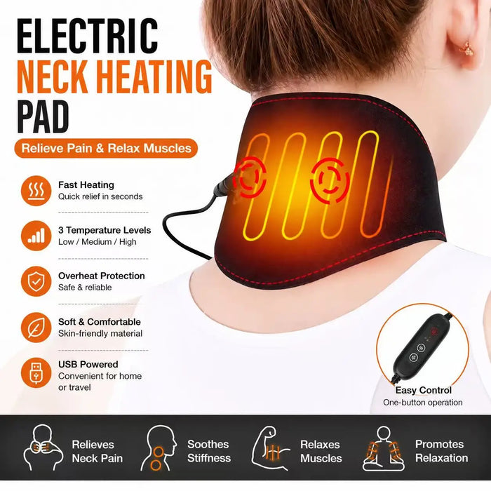 USB Neck & Shoulder Heating Pad – 5 Heat Levels & 5 Massage Modes, Wearable Heated Neck Wrap