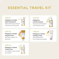 SKIN1004 Korean Centella Travel Kit – 5-Piece Mini Skincare Gift Set with Toner, Ampoule, Soothing Cream, Cleansing Oil & Foam