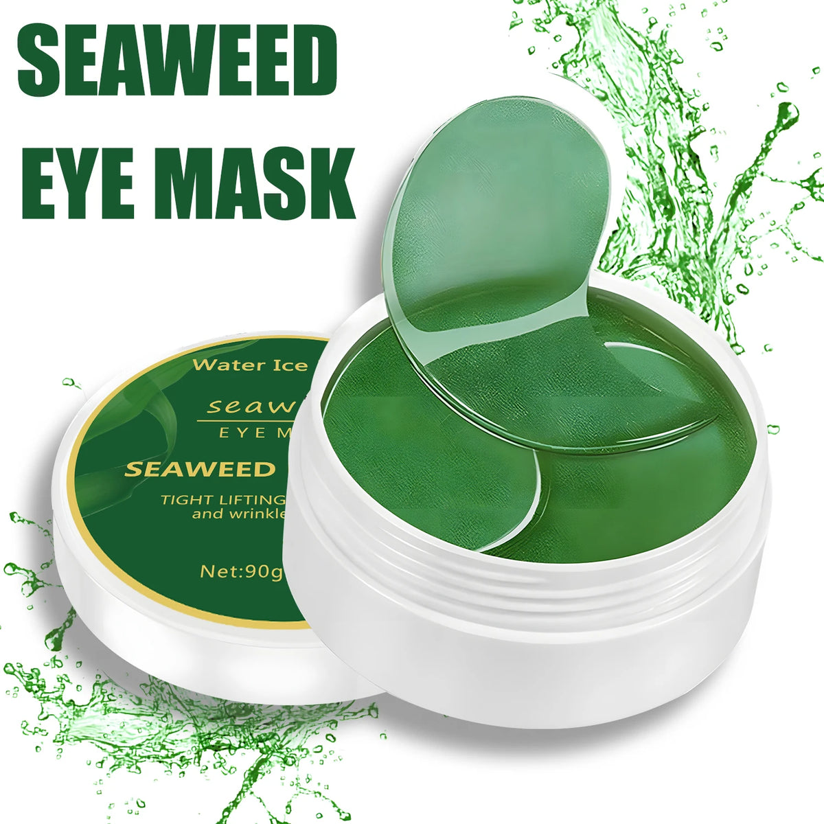 Seaweed Hyaluronic Acid Eye Masks — 60 Pcs Collagen Eye Patch for Dark Circles & Firming