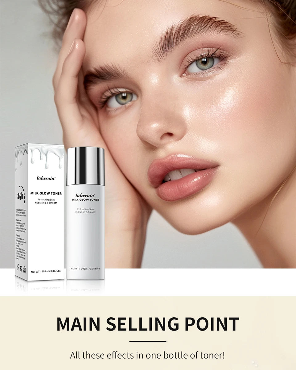 Lakerain Milk Glow Toner – Niacinamide Brightening & Deep Moisturizing Toner for Radiant, Hydrated Skin (100ml)