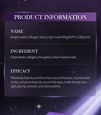 SADOER Grape Crystal Collagen Eye Masks — 60 Pcs Anti Dark Circles, Anti-Aging & Moisturizing Eye Patches