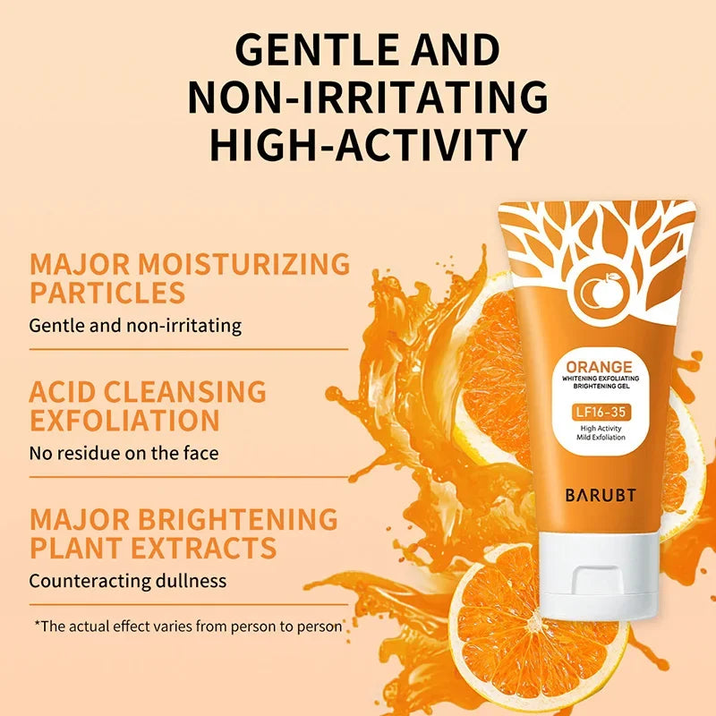 LUXURYTO Orange Exfoliating Gel – Gentle Face & Body Scrub for Dead Skin Removal & Oil Control (50ml)