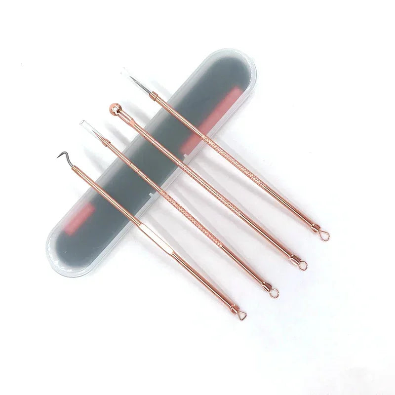 4-Piece Stainless Steel Acne & Blackhead Extractor Set – Pore Cleanser Kit