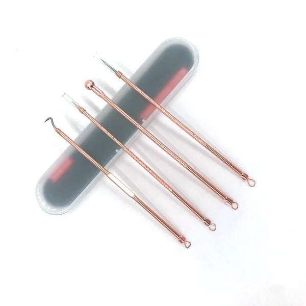 4-Piece Stainless Steel Acne & Blackhead Extractor Set – Pore Cleanser Kit