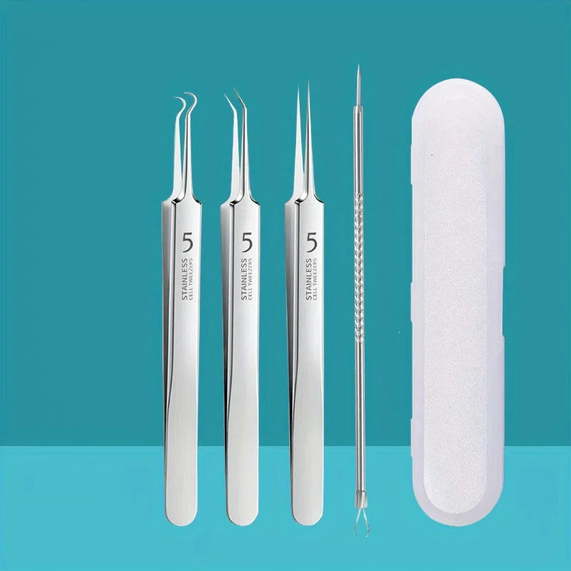 YJYIBEI Stainless Steel Acne Removal Tool Set – Blackhead & Pimple Popper Kit | 4, 7 or 8pcs