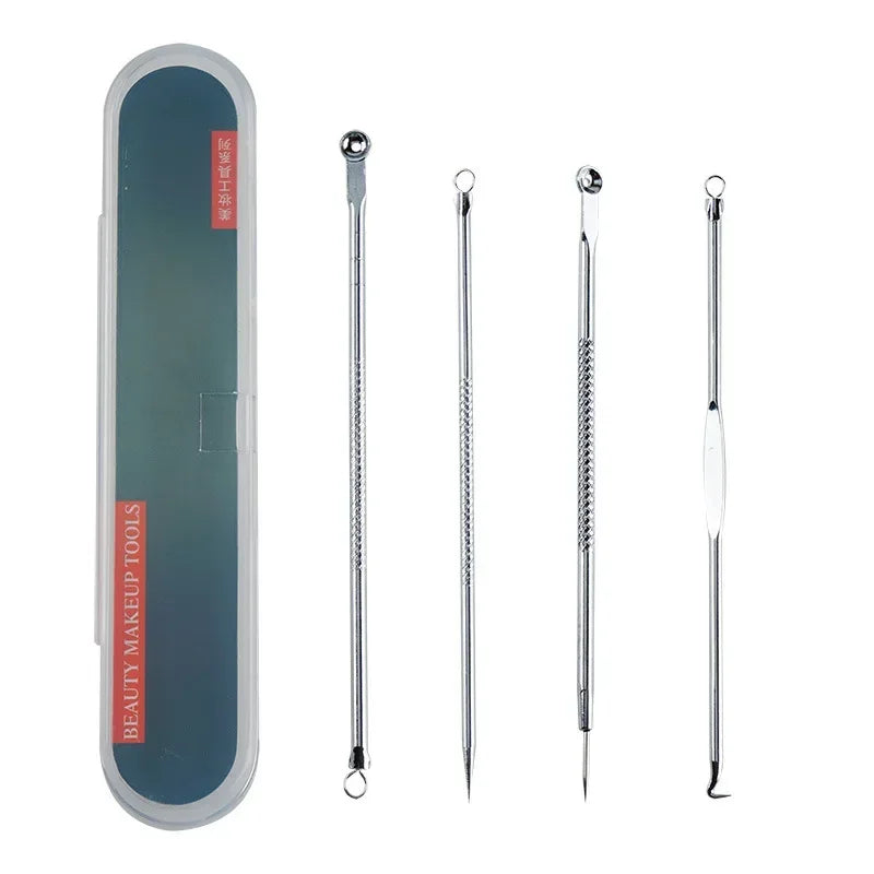 4-Piece Stainless Steel Acne & Blackhead Extractor Set – Pore Cleanser Kit