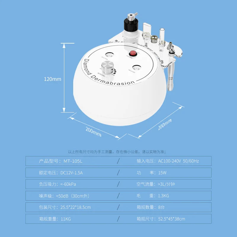 3-in-1 Diamond Microdermabrasion Machine – Blackhead Removal, Deep Cleanse & Pore Tightening