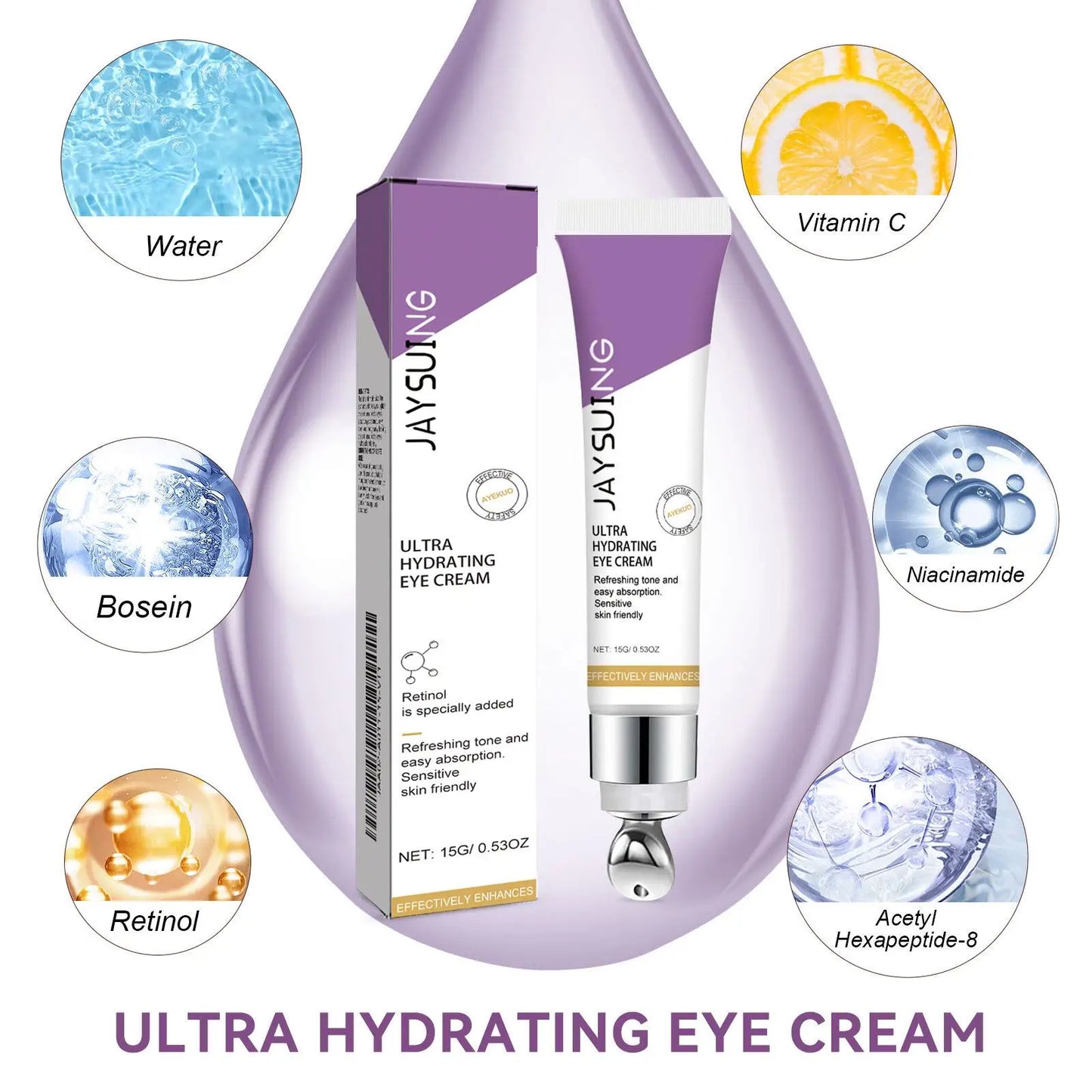 LAIKOU Retinol Eye Cream – Anti-Wrinkle, Dark Circle & Eye Bag Removal, 15g