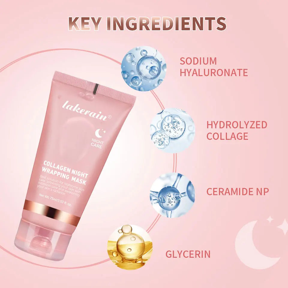 Collagen Night Wrapping Peel-Off Face Mask – Anti-Aging, Firming & Deep Hydration Overnight Skin Treatment for All Skin Types (75ml)