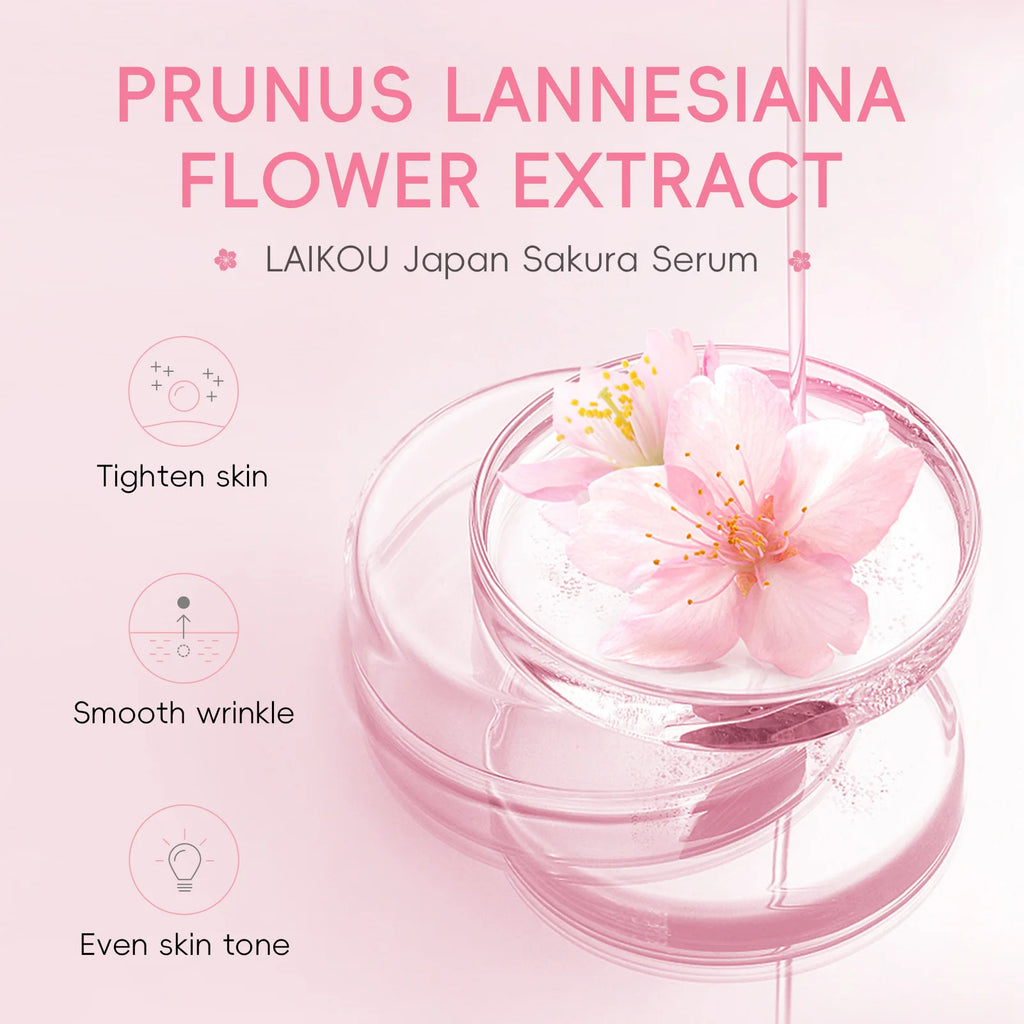 LAIKOU Sakura Brightening Face Serum – Hydrating & Pore Minimizing Essence (17ml / 30ml)
